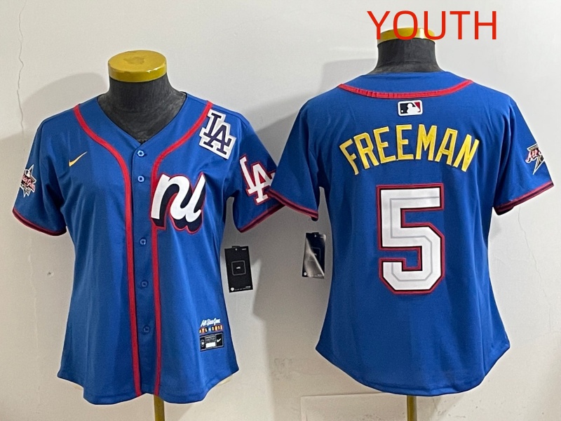Youth 2025 Los Angeles Dodgers #5 Freeman Blue Nike 2025 MLB All Star Jersey style 007